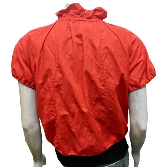 Kenneth Cole Womens Red Short Sleeve Zipper Ruffle-Collar Shrug Jacket - Picture 7 of 8